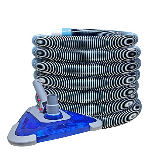 POOLWHALE Professional 1-1/2-Inch x 24-Feet Swimming Pool Vacuum Hoses with Swivel Cuff and Triangular Weighted Flex Vacuum Head, Perfect for Above Ground and Small Inground Pools - Image 1
