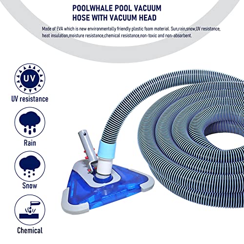 POOLWHALE Professional 1-1/2-Inch x 24-Feet Swimming Pool Vacuum Hoses with Swivel Cuff and Triangular Weighted Flex Vacuum Head, Perfect for Above Ground and Small Inground Pools - Image 3