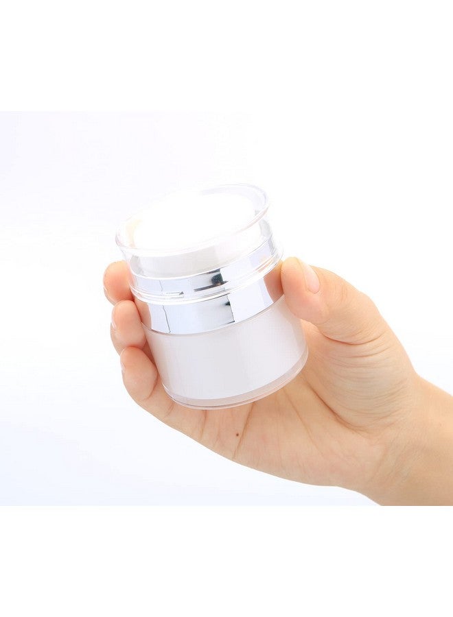 Furnido 3 Pack 0.5 Oz Airless Pump Jars,Empty Acrylic Makeup Cosmetic Jar Containers With Press Pump,Refillable Airless Travel Lotion Jar With Lid For Thick Moisturizer,Skincare Cream,White - Image 3