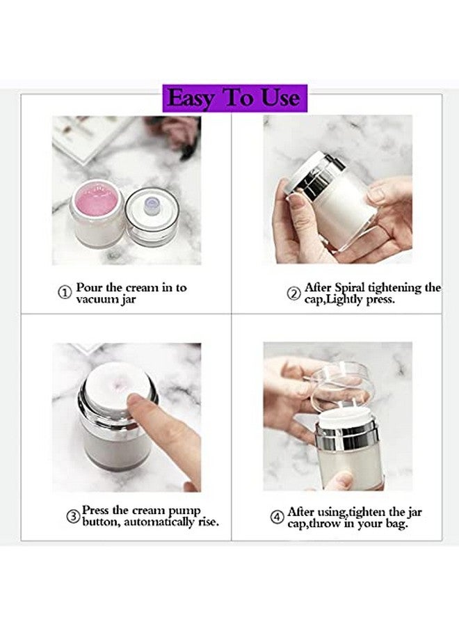 Furnido 3 Pack 0.5 Oz Airless Pump Jars,Empty Acrylic Makeup Cosmetic Jar Containers With Press Pump,Refillable Airless Travel Lotion Jar With Lid For Thick Moisturizer,Skincare Cream,White - Image 4