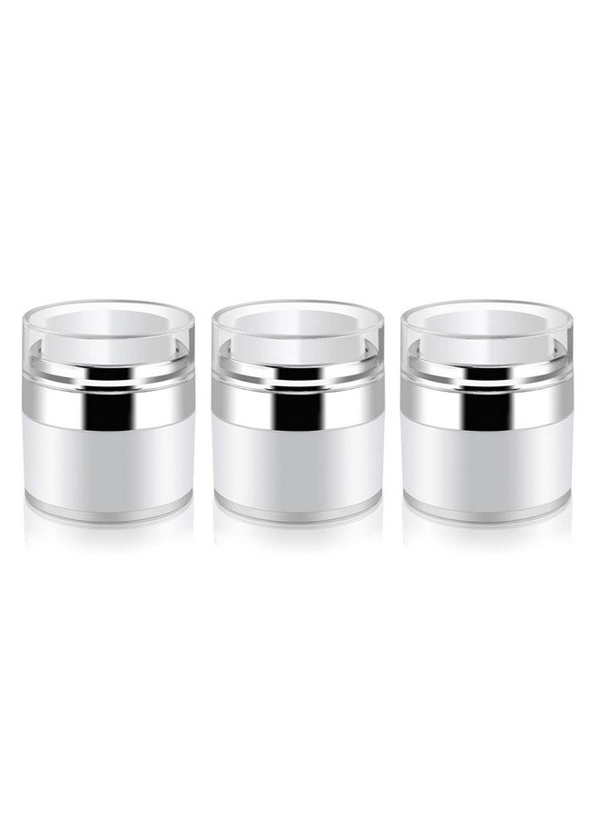 Furnido 3 Pack 0.5 Oz Airless Pump Jars,Empty Acrylic Makeup Cosmetic Jar Containers With Press Pump,Refillable Airless Travel Lotion Jar With Lid For Thick Moisturizer,Skincare Cream,White - Image 1