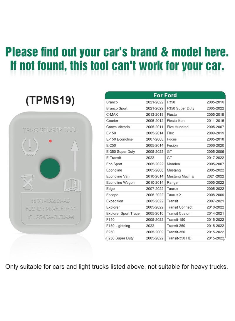 TPMS Sensor Tool, TPMS Relearn Tool for Ford Auto TPMS Reset Sensor Programming Training Tools Tire Pressure Monitoring System for F150, Mazda, Lincoln, Mercury (TPMS-19 / 8C2Z-1A203-A)