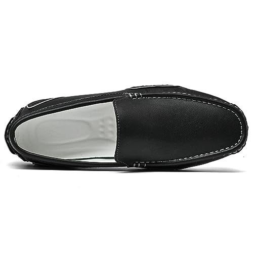 LUODENGLANG Men's Loafers Casual Shoes Slip On Premium Genuine Leather Driving Shose Penny Loafers for Men Lightweight Breathable Black 10 M44 - Image 3