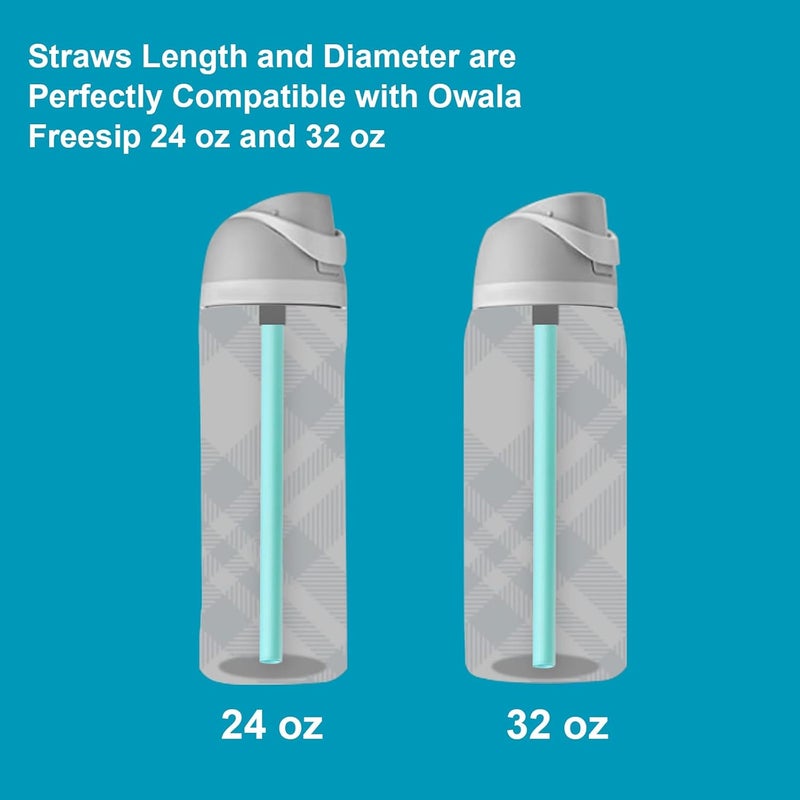 Bulbrite Replacement Straws Compatible with Owala Water Bottle Freepsip 24 Oz - Replacement Parts For Owala Cup 32 Oz -Accessories Set Include 6 BPA-FREE Straws and 1 Cleaning Brush - Image 2
