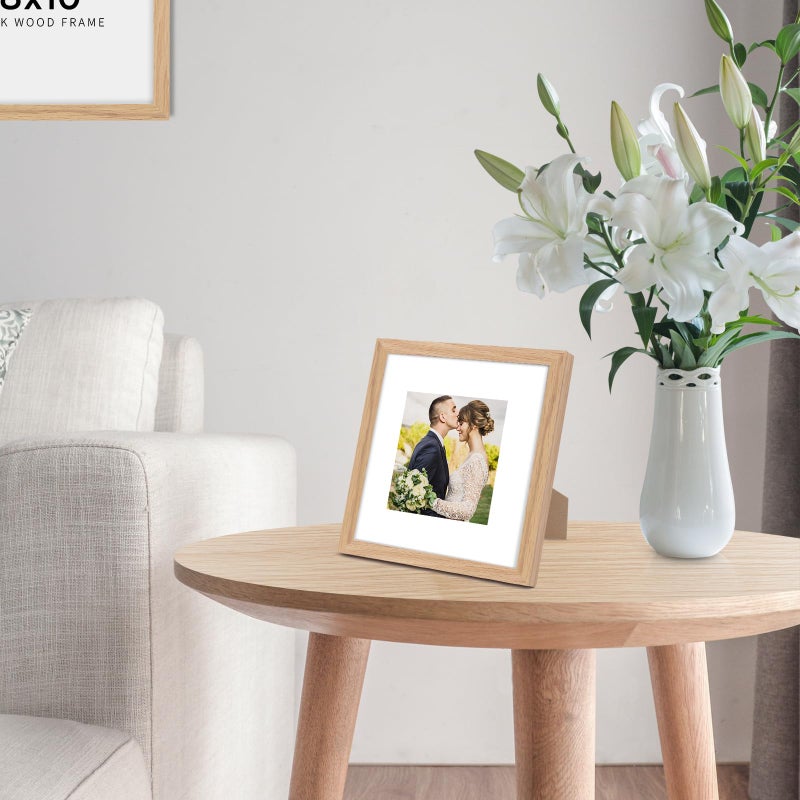 puthiac 8x8 Oak Wood Picture Frame - 8x8 Photo Frame  8x8 Picture Frame Wood  Natural Solid Wooden Picture Frames for Wall Art Photo and Prints(3 Pack  Beige) - Image 5