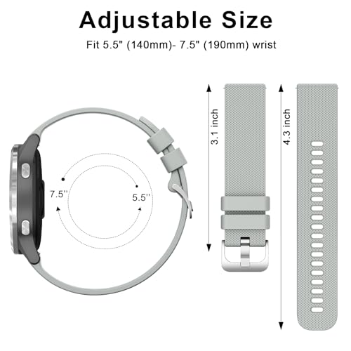 Tobfit Colourful 18mm Silicone Watch Strap Compatible for Titan, Timex, Casio, Sonata etc, Quick Release Sport Loop Strap(Grey) - Image 5