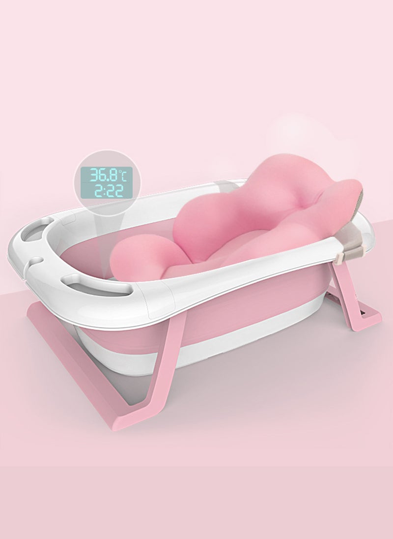 شاربدو Ø­ÙˆØ¶ Ø§Ø³ØªØ­Ù…Ø§Ù… Ù‚Ø§Ø¨Ù„ Ù„Ù„Ø·ÙŠ Ù„Ù„Ø­Ù…Ø§Ù… Ù…Ø¹ Ø­ØµÙŠØ±Ø© Ø­Ù…Ø§Ù… ÙˆÙ…Ù‚ÙŠØ§Ø³ Ø­Ø±Ø§Ø±Ø©ØŒ ØµÙŠÙ†ÙŠØ© Ø¯Ø´ Ø­ÙˆØ¶ Ø§Ø³ØªØ­Ù…Ø§Ù… Ù„Ù„Ø£Ø·Ù�Ø§Ù„ Ù‚Ø§Ø¨Ù„Ø© Ù„Ù„Ø­Ù…Ù„ Ù…Ø¹ Ø£Ø±Ø¬Ù„ Ø¯Ø¹Ù… Ù…Ø¶Ø§Ø¯Ø© Ù„Ù„Ø§Ù†Ø²Ù„Ø§Ù‚ Ù…Ù†Ø§Ø³Ø¨Ø© Ù„Ù„Ø£ÙˆÙ„Ø§Ø¯ ÙˆØ§Ù„Ø¨Ù†Ø§Øª Ù…Ù† Ø³Ù† 0 Ø¥Ù„Ù‰ 8 Ø³Ù†ÙˆØ§Øª - Image 1