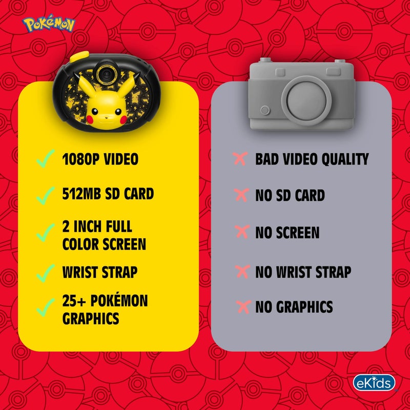 eKids Pokemon Pikachu Kids Camera with SD Card, Digital Camera for Kids with Video Recording and Built-in Digital Stickers (Pokemon) - Image 5