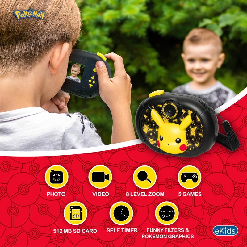 eKids Pokemon Pikachu Kids Camera with SD Card, Digital Camera for Kids with Video Recording and Built-in Digital Stickers (Pokemon) - Image 2