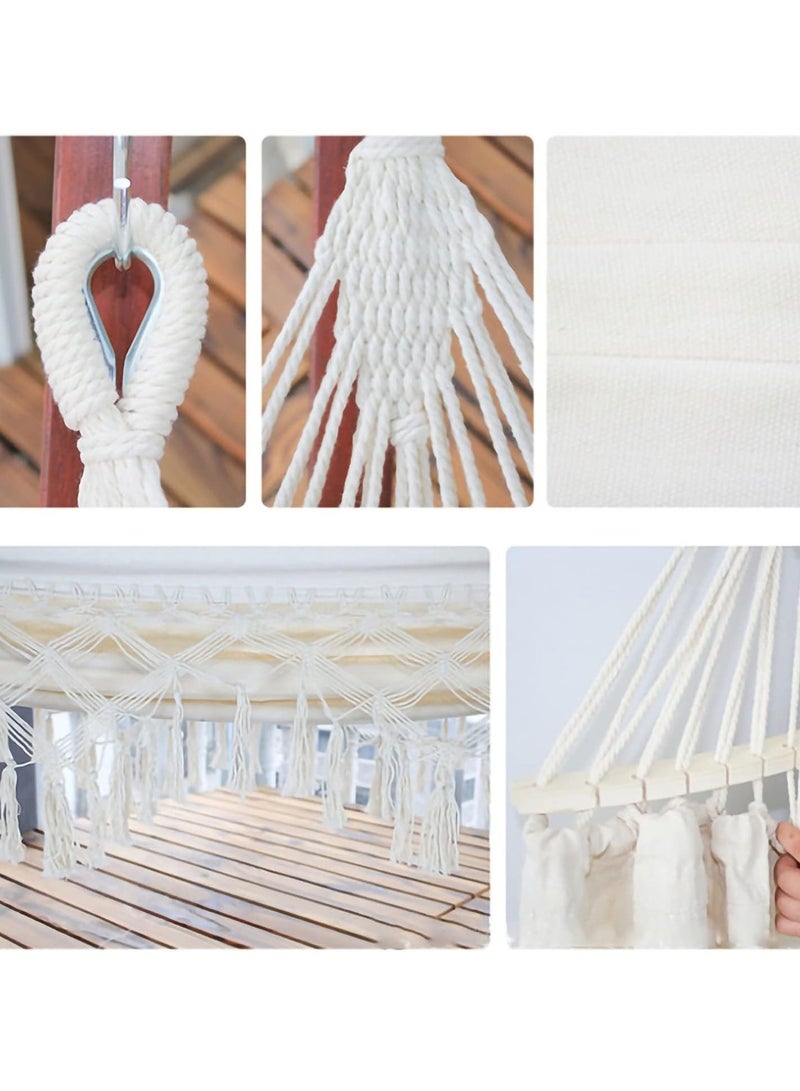 عام أرجوحة حديقة الكبار ، أرجوحة محبوكة ل 2 أرجوحة محمولة بوهيمية مكرامية رول برهان مع شعاع متوازن للتخييم الداخلي والخارجي والمشي لمسافات طويلة ￼ - Image 2