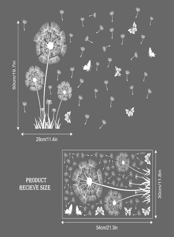 Supzone White Dandelion Window Clings Flying Flowers Butterflies Spring Summer Window Decals Anti-Collision Glass Doors Stickers Decoration Gifts for Mom - Image 4
