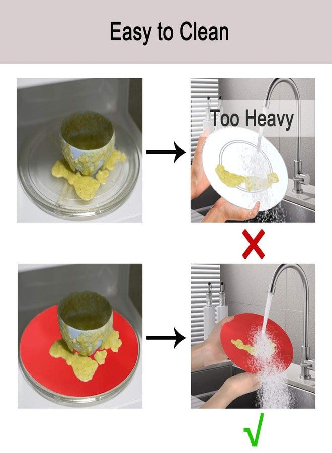 كونغ ناي حصيرة سيليكون للميكروويف مقاس 12 بوصة، حصيرة خبز غير لاصقة وآمنة للاستخدام على صينية دوارة للمطبخ، حصيرة فرن متعددة الأغراض مقاومة للحرارة، عبوة من قطعتين، غطاء واقي من تناثر السوائل في الميكروويف خالٍ من مادة BPA (أحمر) - Image 5