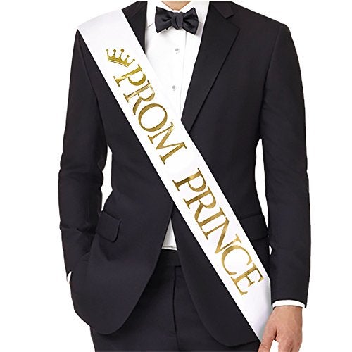 TTCOROCK PROM PRINCE And PROM PRINCESS Sashes - Graduation Party School Party Accessories, White with Gold Print - Image 3
