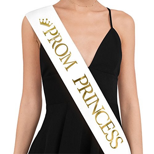 TTCOROCK PROM PRINCE And PROM PRINCESS Sashes - Graduation Party School Party Accessories, White with Gold Print - Image 2