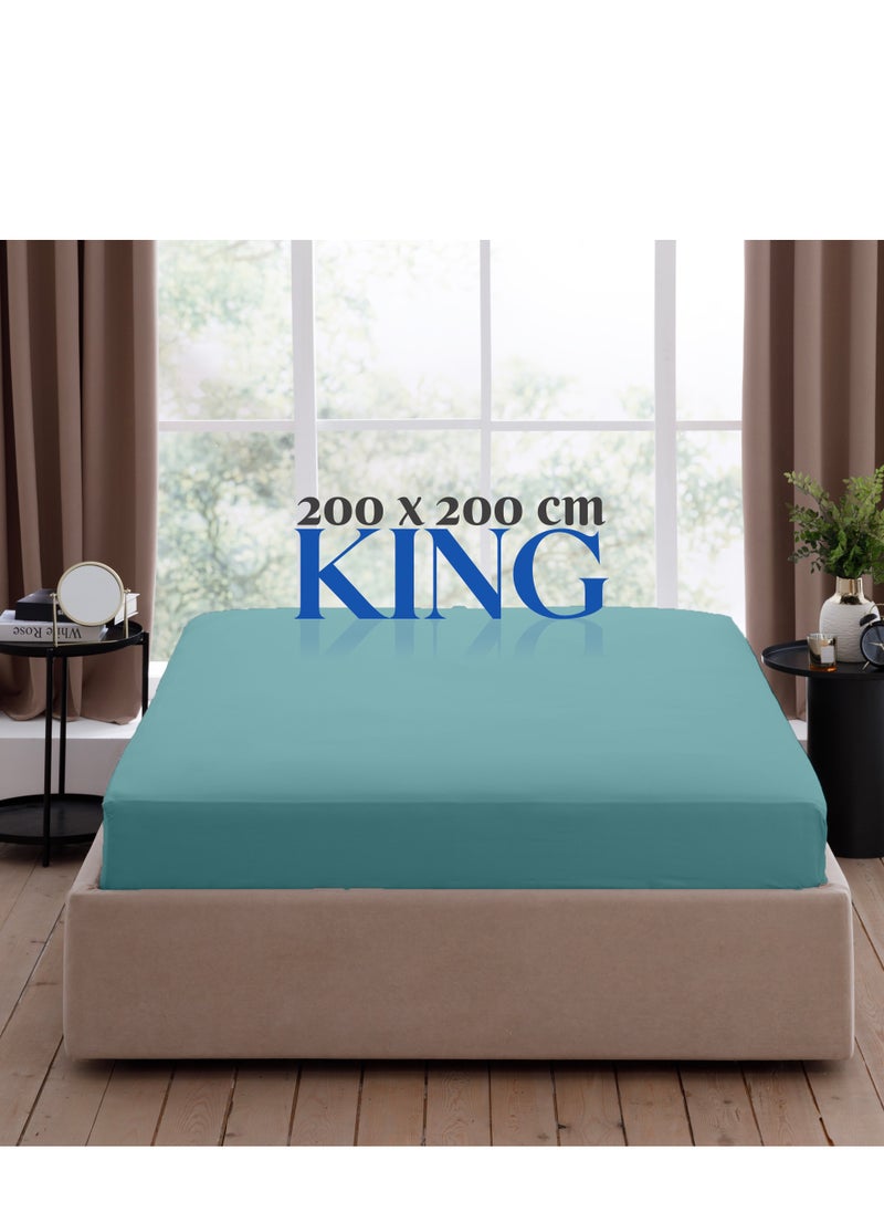 Infinitee Xclusives Infinitee Xclusives King Size Fitted Sheet (200 cm x 200 cm) – 40cm Deep Pocket Bed Sheet – Soft Microfiber – Shrink Resistant Bed Sheet – 1 Fitted Bed Sheet Only (Light Blue)  - Image 2