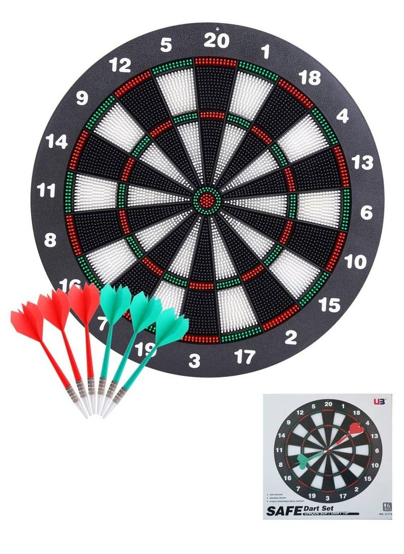 UB - Archery Dart Board Safety Rubber Game Set with 6 Soft Tip Arrow and Support Frame - Image 1