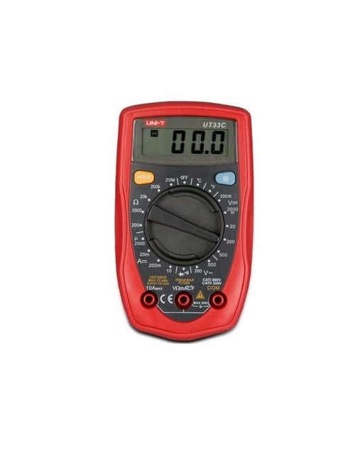 UNI-T UT33C Palm Size Digital Handheld Multimeter DMM DC AC Ammeter Voltmeter Ohm Tester