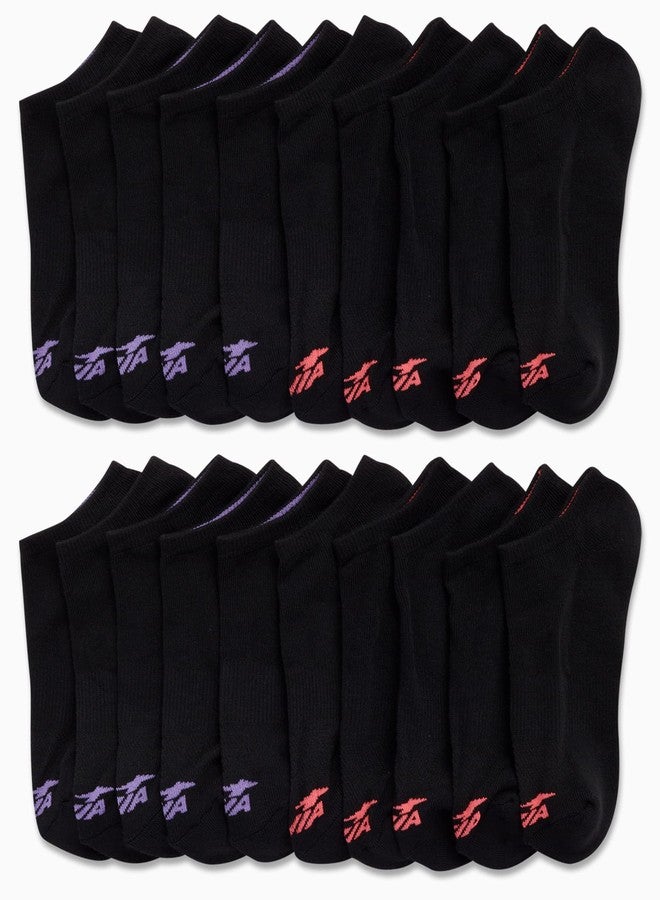 Avia Women's No Show Socks - 20 Pack Soft Cushioned Athletic Low Cut Ankle Socks for Women - Breathable, Size 4-9, Black - Image 2