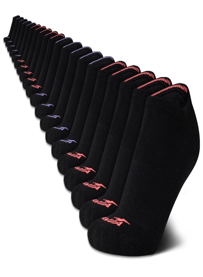 Avia Women's No Show Socks - 20 Pack Soft Cushioned Athletic Low Cut Ankle Socks for Women - Breathable, Size 4-9, Black - Image 1