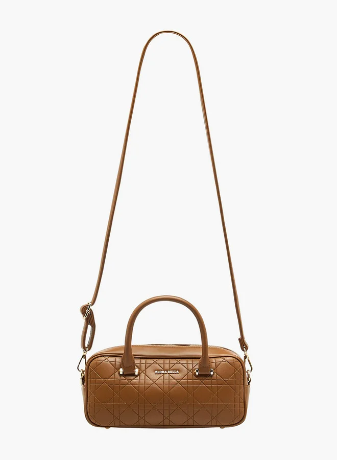 Flora Bella By Shoexpress Quilted Crossbody Bag with Detachable Strap and Zip Closure