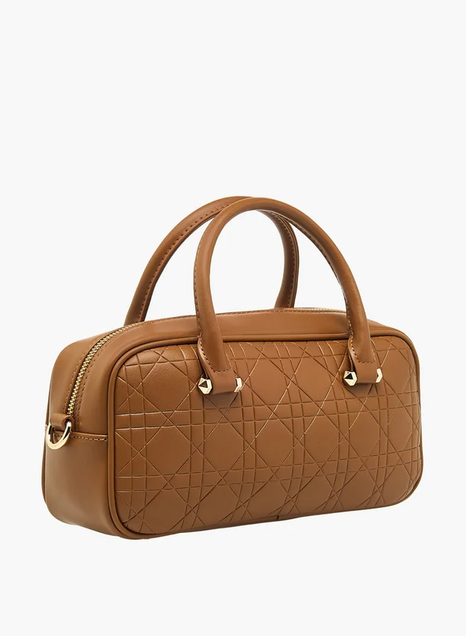Flora Bella By Shoexpress Quilted Crossbody Bag with Detachable Strap and Zip Closure
