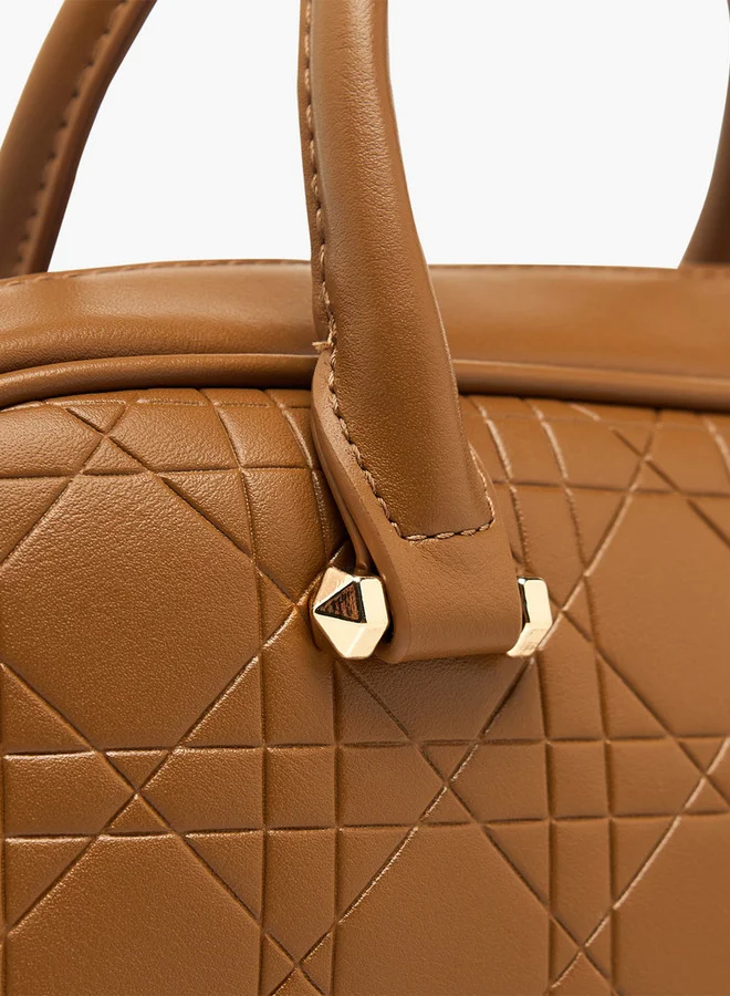 Flora Bella By Shoexpress Quilted Crossbody Bag with Detachable Strap and Zip Closure