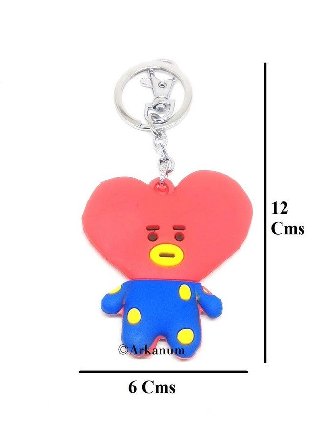 Trunkin Cute 2D Premium Tata BTS | BT21 Kpop Character | Doll Fancy Heavy Premium Silicone Keychain Red - Image 3