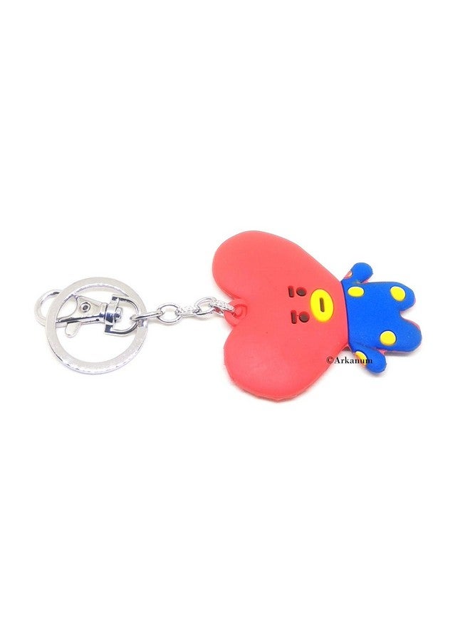 Trunkin Cute 2D Premium Tata BTS | BT21 Kpop Character | Doll Fancy Heavy Premium Silicone Keychain Red - Image 5