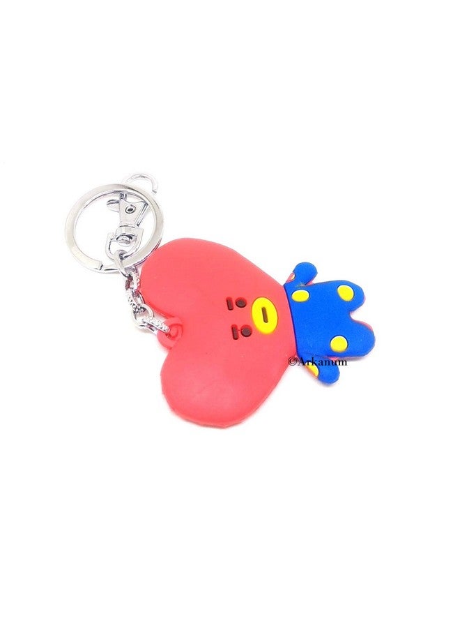 Trunkin Cute 2D Premium Tata BTS | BT21 Kpop Character | Doll Fancy Heavy Premium Silicone Keychain Red - Image 4