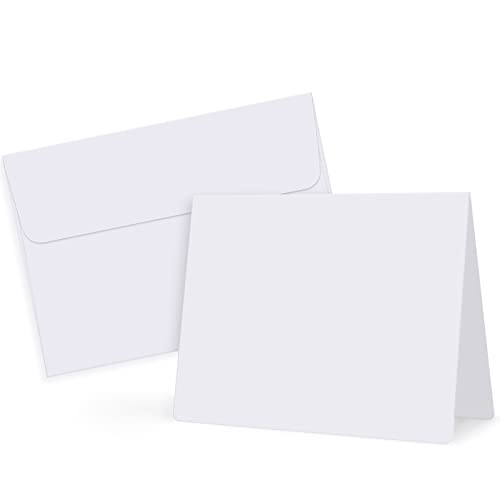 Eupako 50 Pack White-Blank-Cards-and-Envelopes-5x7-Heavyweight-Folded-Cardstock-and-A7-Envelopes-Self-Seal for DIY Greeting Cards, Invitations, Wedding, Baby Shower, Birthday - Image 1
