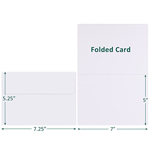 Eupako 50 Pack White-Blank-Cards-and-Envelopes-5x7-Heavyweight-Folded-Cardstock-and-A7-Envelopes-Self-Seal for DIY Greeting Cards, Invitations, Wedding, Baby Shower, Birthday - Image 2