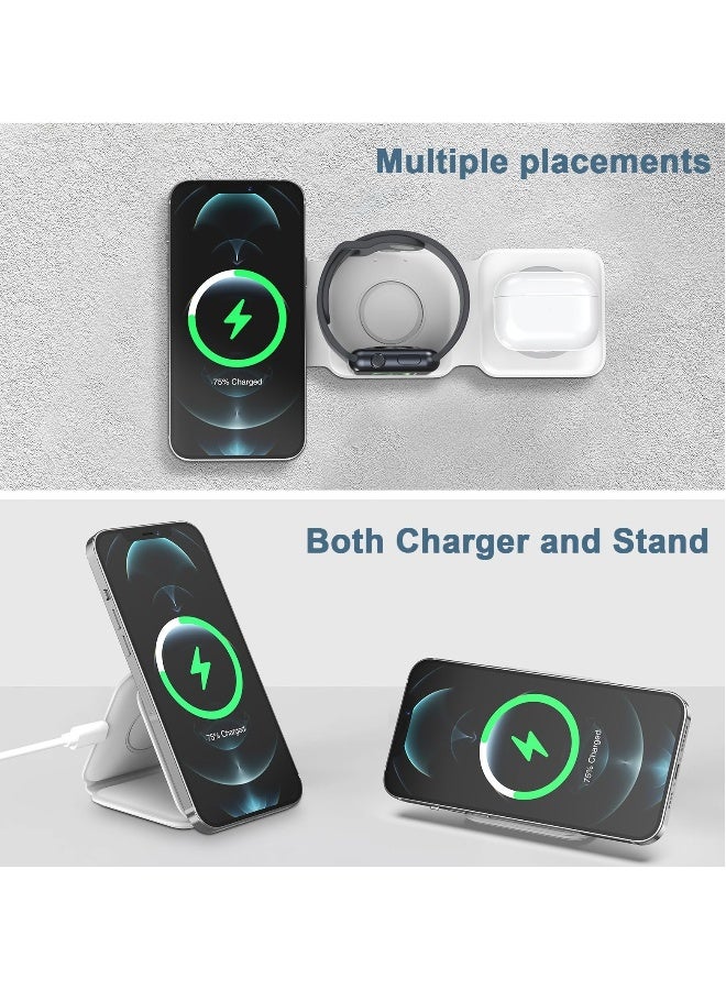 3 in 1 Foldable Wireless Charger, Magsafe Charger Charging Station for Multple Devices,Travel Charger for iPhone16 /15/14/13/12 Series, iWatch, AirPods Pro  - Image 4