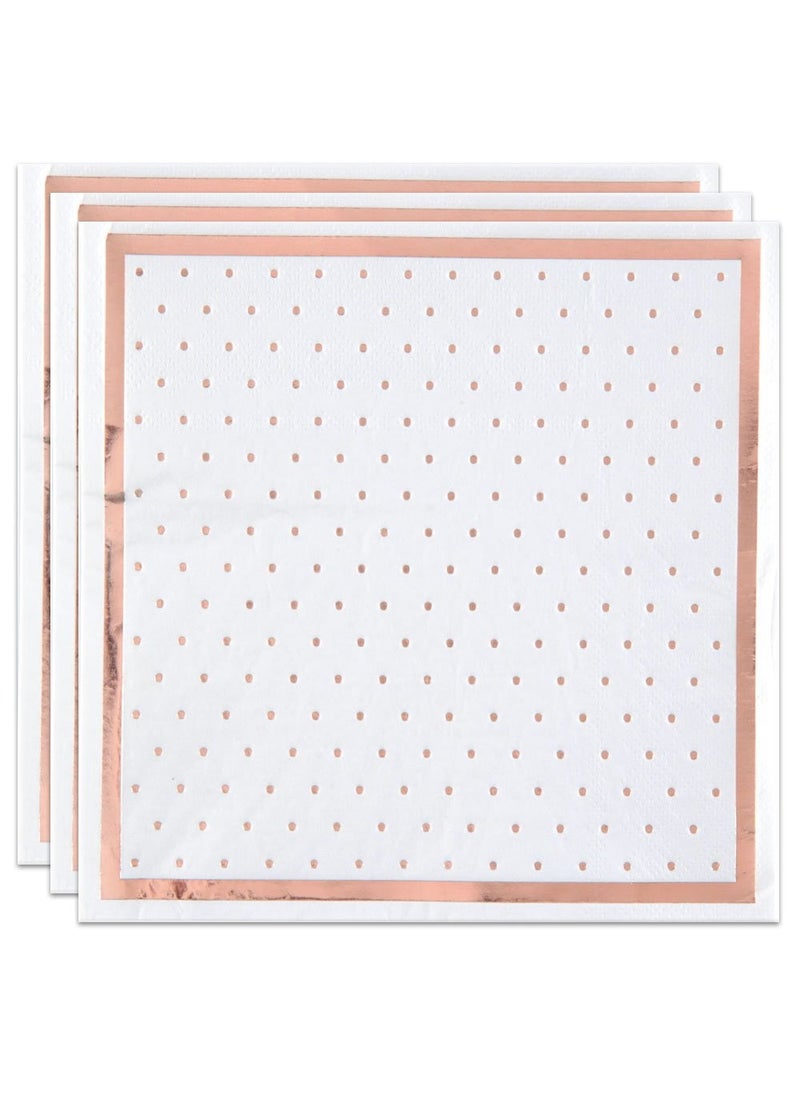 Rose Gold Dots Napkins White 33cm 20-Pack