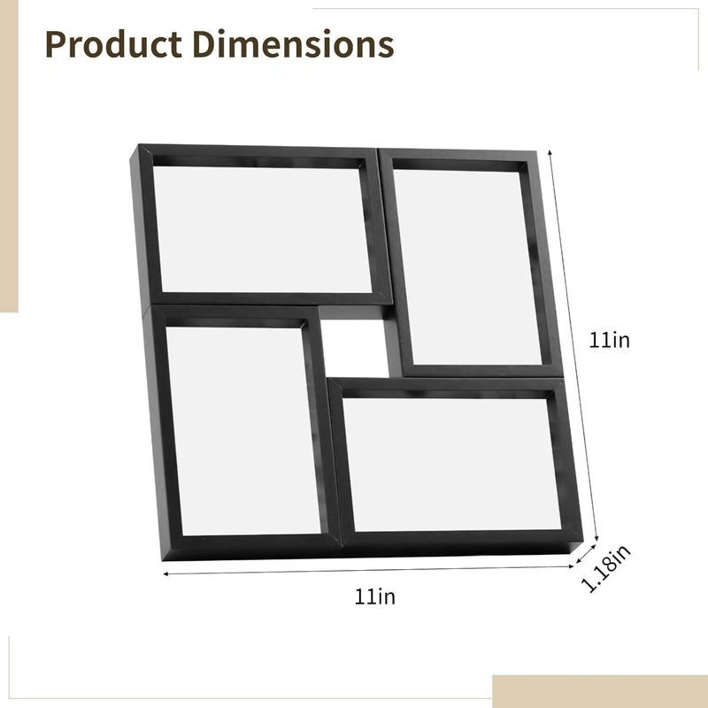 4 Pcs 6 In Photos Black Collage Picture Frame, Asymmetrical Design, Engineered Wood, Modern, Wall Or Desk - Image 2