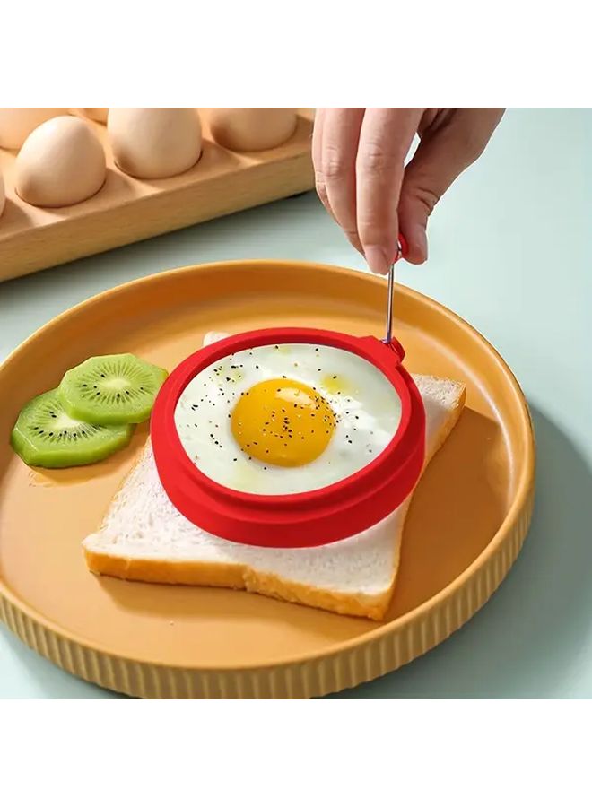 Red Silicone Omelette Maker Non Stick Easy Flip Round Egg Mold - Image 2