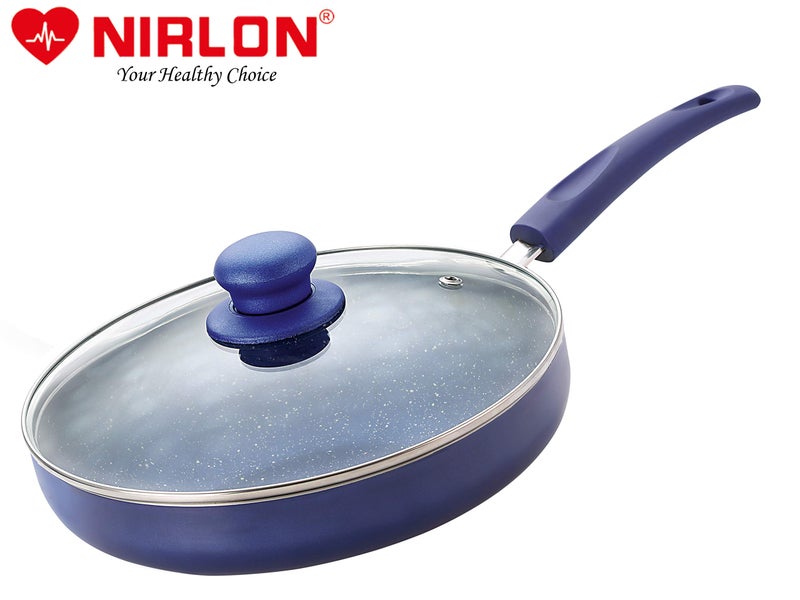 Nirlon Cooking Aluminium Non Stick Induction Base Bling Fry Pan with Glass Lid [24cm] - Image 5
