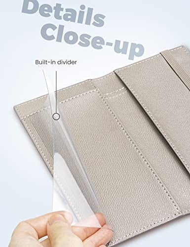 Yarnic Checkbook Cover for Personal Checkbook, Checkbook Holder with Pen Holder & Built-in Clear Plastic Divider for Duplicate Checks (Sand) - Image 4