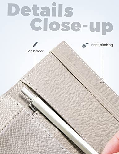 Yarnic Checkbook Cover for Personal Checkbook, Checkbook Holder with Pen Holder & Built-in Clear Plastic Divider for Duplicate Checks (Sand) - Image 3