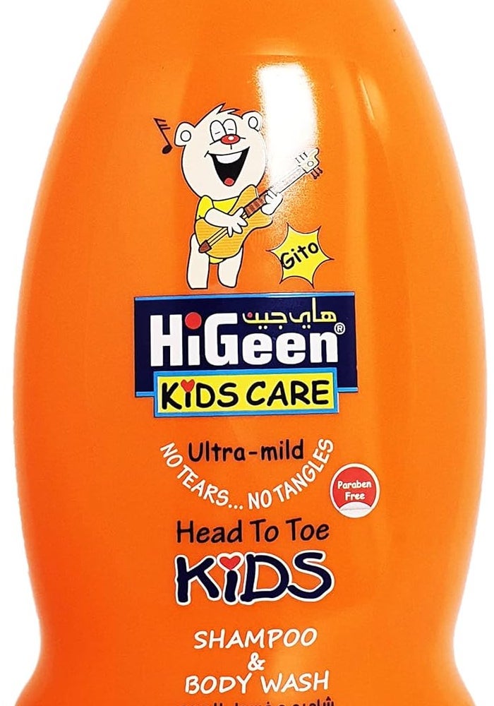 HiGeen Kids Shampoo & Body Wash 500ml - Peach & Apricot - Image 1