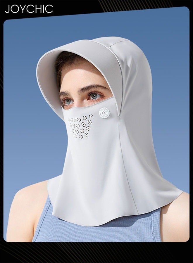 Joychic قناع واقي من الشمس صيفي من الحرير الجليدي للنساء، خفيف الوزن وقابل للتنفس، قناع حماية متكامل للرأس والرقبة مع قبعة - Image 1