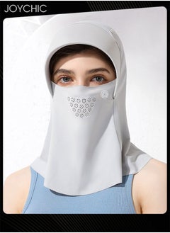 Joychic Summer Ice Silk Sunscreen Mask Women Outdoor Sunshade Light and Breathable Head and Neck Integrated Protection Mask with Hat  - Image 2