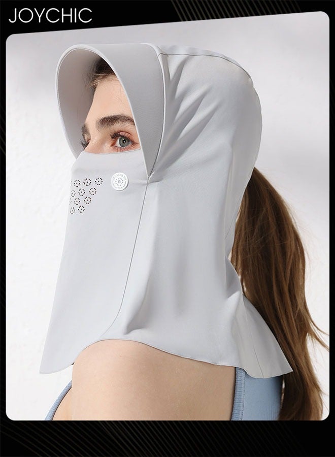Joychic قناع واقي من الشمس صيفي من الحرير الجليدي للنساء، خفيف الوزن وقابل للتنفس، قناع حماية متكامل للرأس والرقبة مع قبعة - Image 5