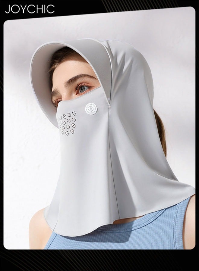 Joychic قناع واقي من الشمس صيفي من الحرير الجليدي للنساء، خفيف الوزن وقابل للتنفس، قناع حماية متكامل للرأس والرقبة مع قبعة - Image 4