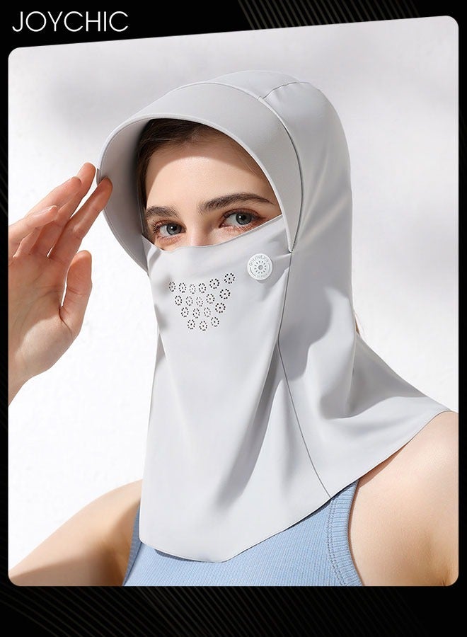 Joychic قناع واقي من الشمس صيفي من الحرير الجليدي للنساء، خفيف الوزن وقابل للتنفس، قناع حماية متكامل للرأس والرقبة مع قبعة - Image 3