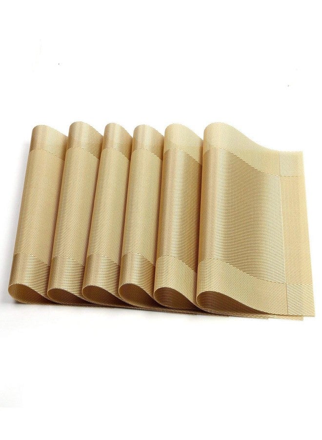 Baskety Eco-Friendly Kitchen PVC Place Mats Washable, Family Dining Table Mats - Gold (Set of 4) - Image 3