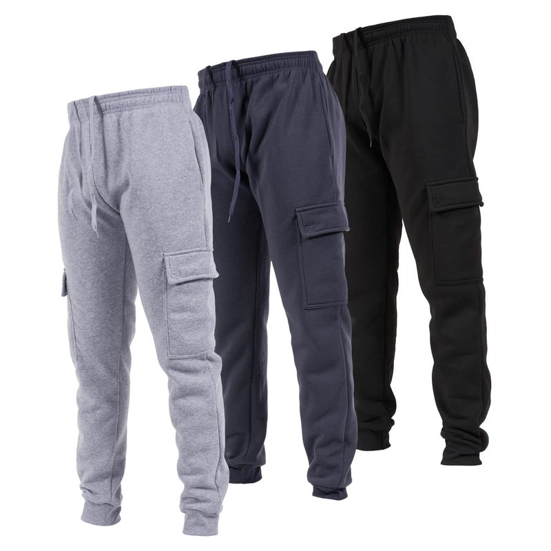 Ultra Performance 3 Pack Mens Sweatpants, Fleece Cargo Joggers for Men with Pockets - Image 1