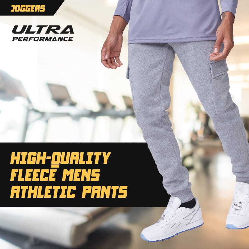 Ultra Performance 3 Pack Mens Sweatpants, Fleece Cargo Joggers for Men with Pockets - Image 3