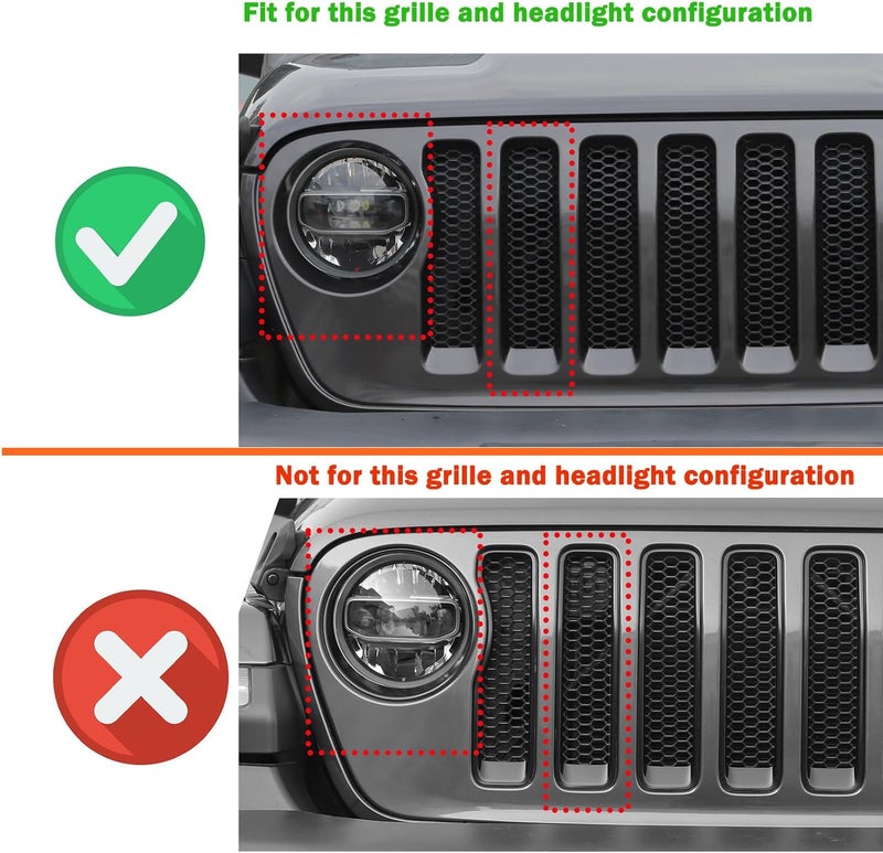 JeCar Grille Inserts & Headlight Cover for 2018-2023 Jeep Wrangler JL Sport & Sport S (Red) - Image 2