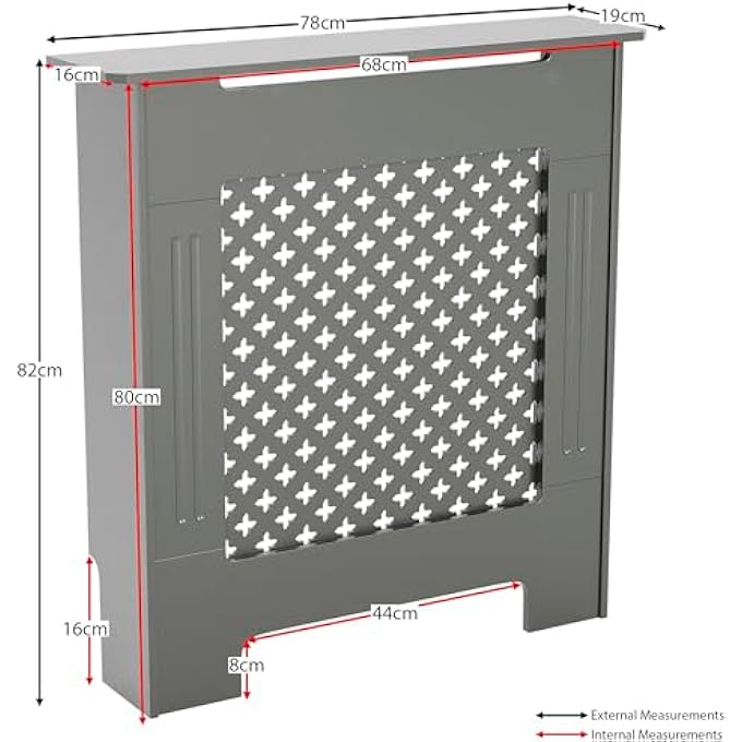 OXFORD RADIATOR COVER  TRADITIONAL CROSS PATTERN, OLIVE GREY, MDF, MODERN PAINTED FINISH, HEAT EFFICIENT, SMALL, (H 82 X W 78 X D 19 CM) - Image 3
