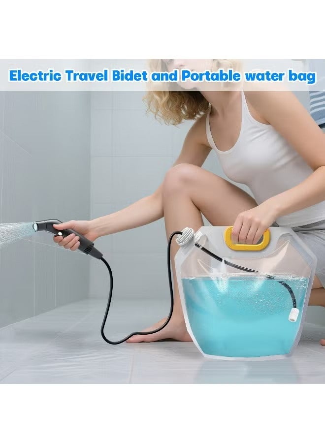 WALALLA Electric Travel Bidet Set, Portable Travel Bidet Sprayer with Foldable 2.5L Water Bag, Wireless Rechargable Handheld Portable Sprayer with 1.2m Hose, 2 Models, Great for Hygiene at Home and Outdoor Travel, Camping - Image 3